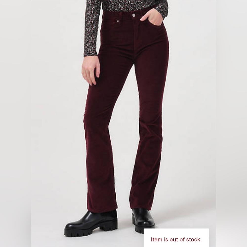 Levi's women's high waist boot cut corduroys in maroon size 25